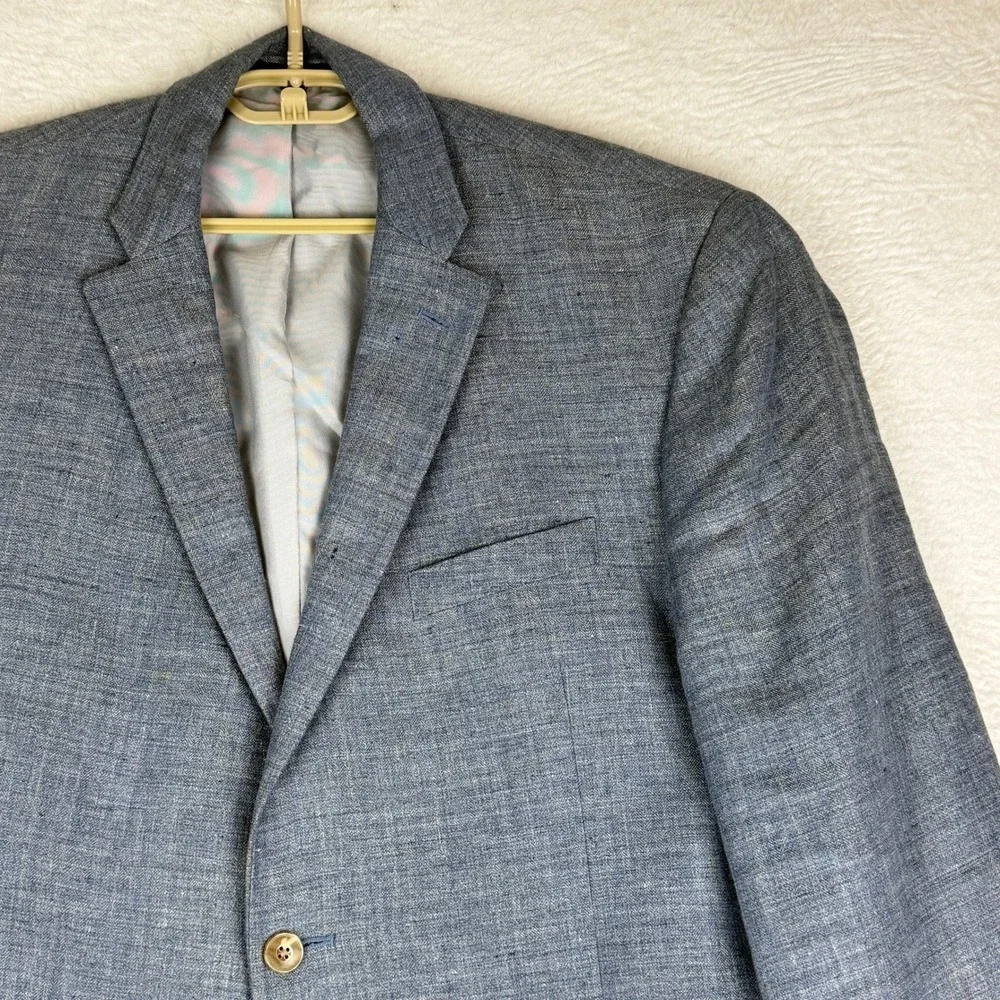 Jos A Bank 1905 Sport Coat Mens 44S Blue 100% Linen Tailored Fit Blazer